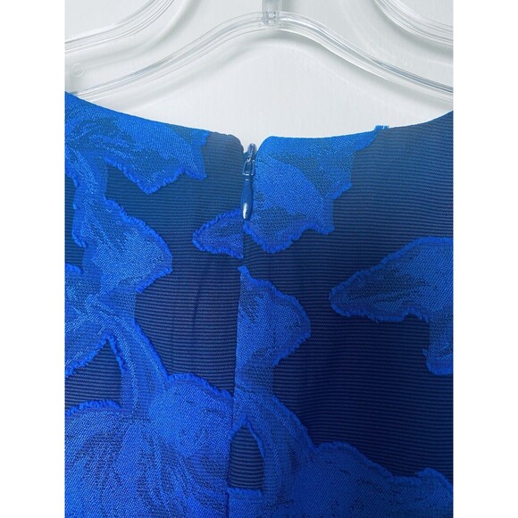 House of Harlow 1960 Mini Dress Size M Blue Floral Semi Sheer Sleeves Wedding - Picture 11 of 13